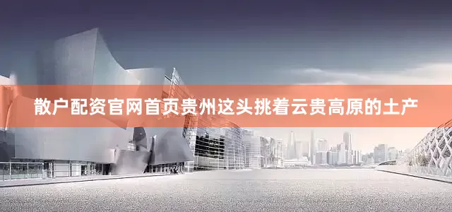 散户配资官网首页贵州这头挑着云贵高原的土产